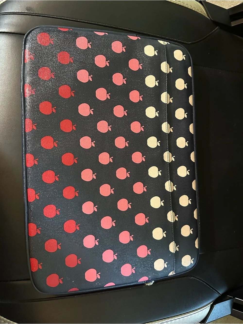 kate spade Navy Laptop Sleeve with Cream Apple Print